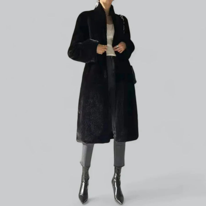 Femme Longue Chaud Trench Manteau D'hiver | Noir