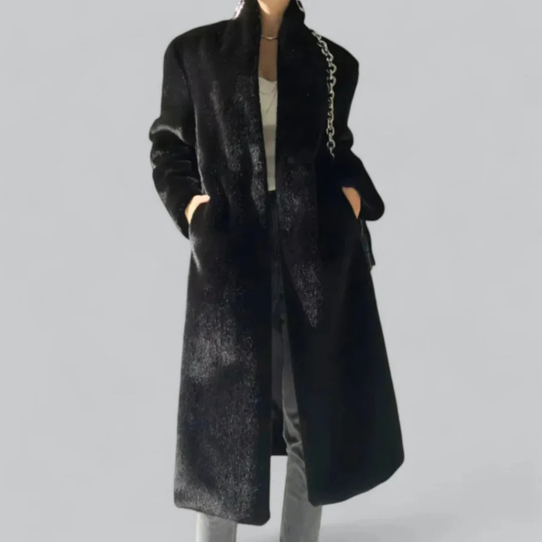 Femme Longue Chaud Trench Manteau D'hiver | Noir