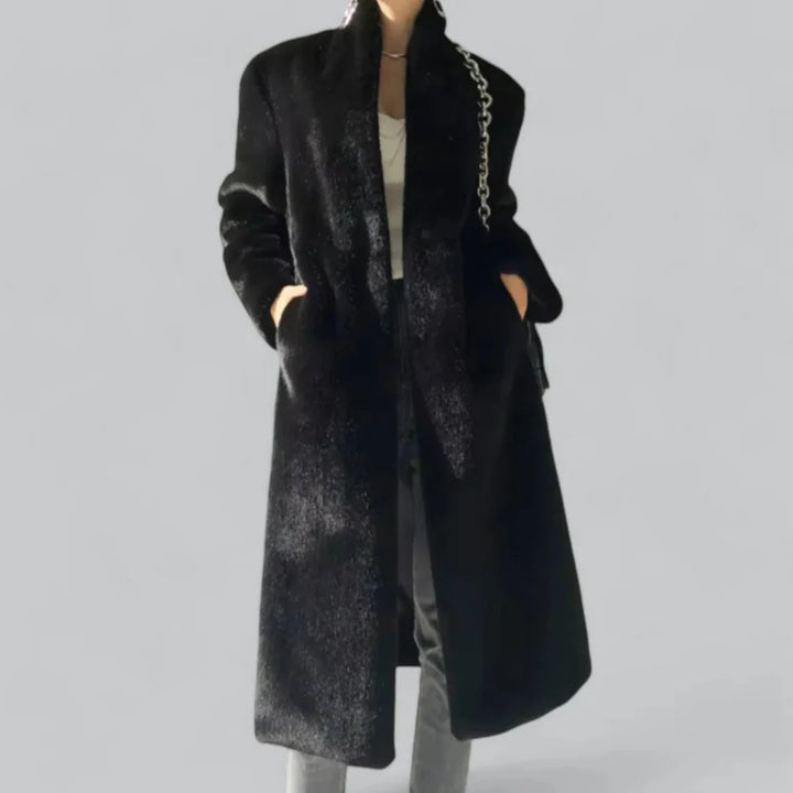 Femme Longue Chaud Trench Manteau D'hiver | Noir