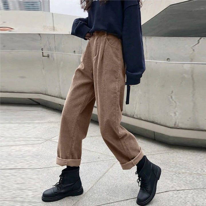 Lucindala | Comfortable Corduroy Straight Cut Pants for Women | High waist