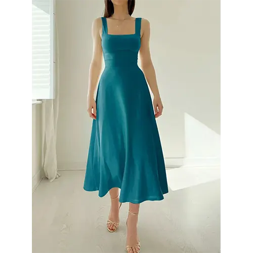 Robe D'invité De Mariage Élégante Et Sans Manches Pour Femmes | Midi