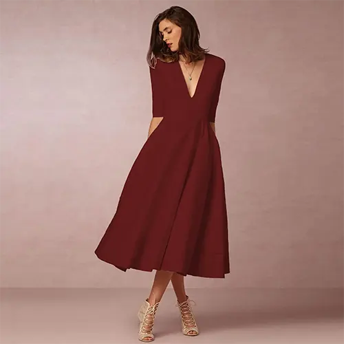 Robe De Soirée Élégante Et Côtelée Pour Femmes | Midi