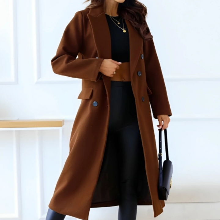 Marine | Femme Manteau élégant en laine Pour l'hiver | Chaud
