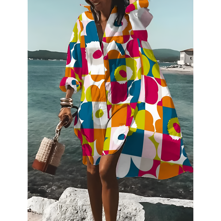 Camicia grafica oversize per donne | Midi