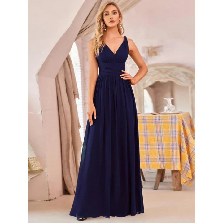 Robe D'invité De Mariage Sans Manches À Col En V | Maxi