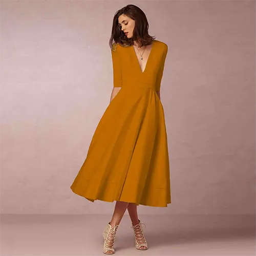 Robe De Soirée Élégante Et Côtelée Pour Femmes | Midi