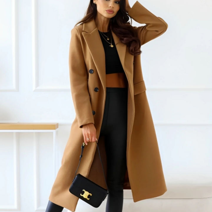 Marine | Femme Manteau élégant en laine Pour l'hiver | Chaud