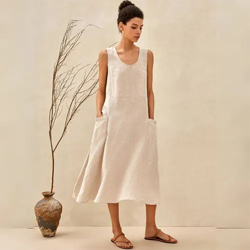 Vestito Estivo Svasato Senza Maniche Per Donne | Midi