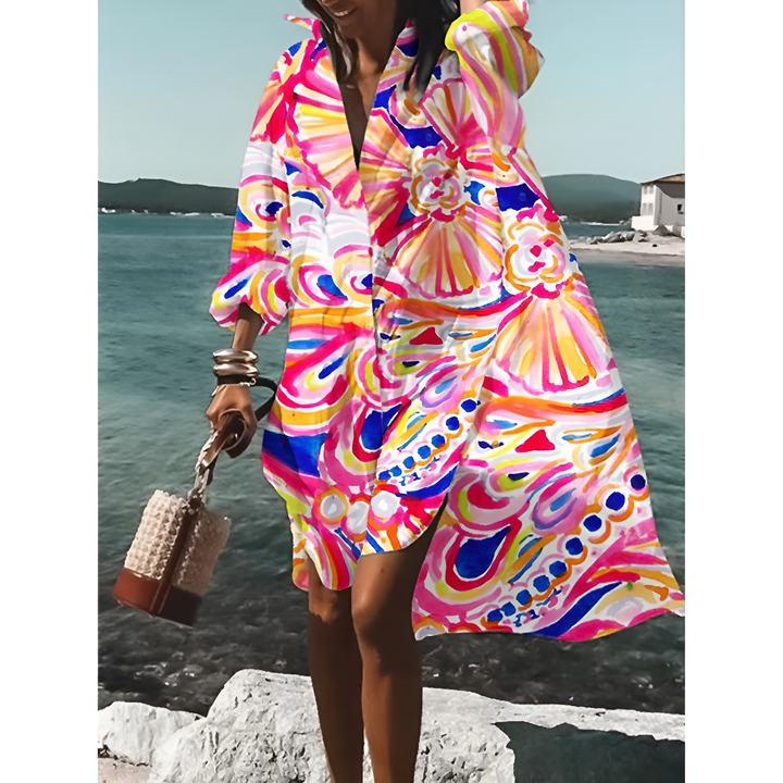 Camicia grafica oversize per donne | Midi