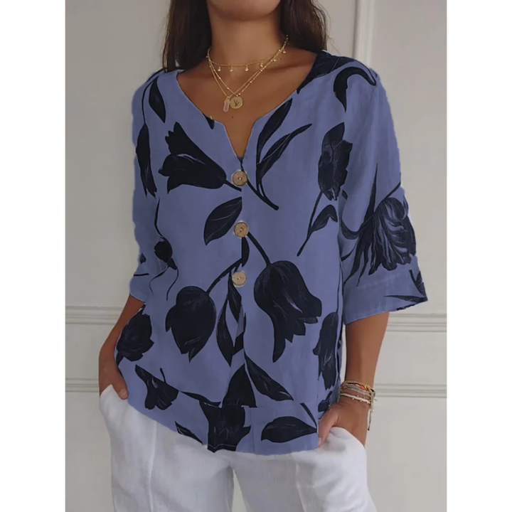 Chemisier Floral À Col En V Et À Boutons Pour Femmes | Stylisé