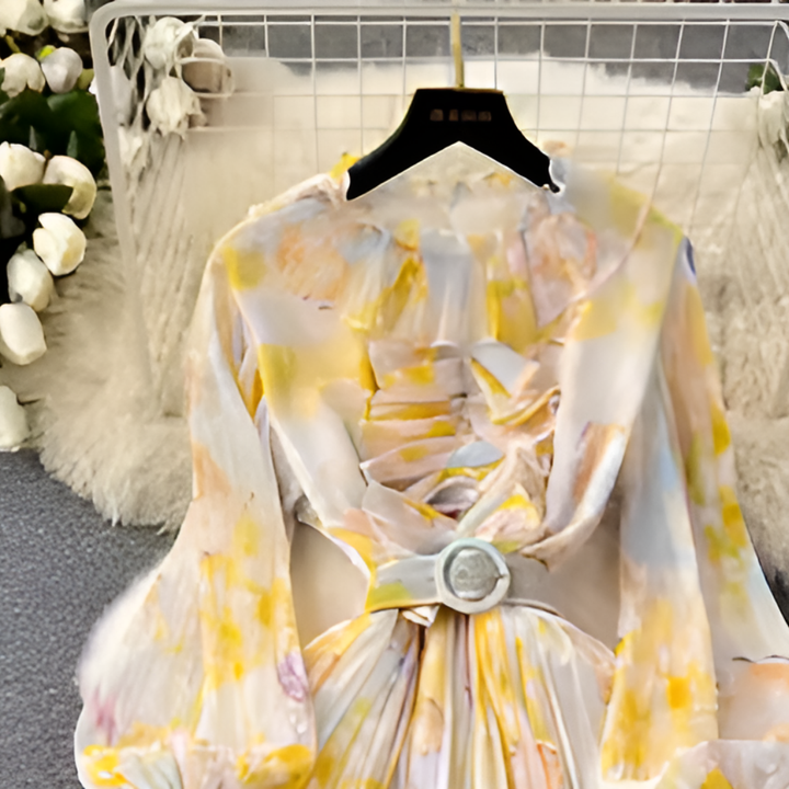 Vestito Estivo Plissettato con Motivo Floreale per Donne | Maxi