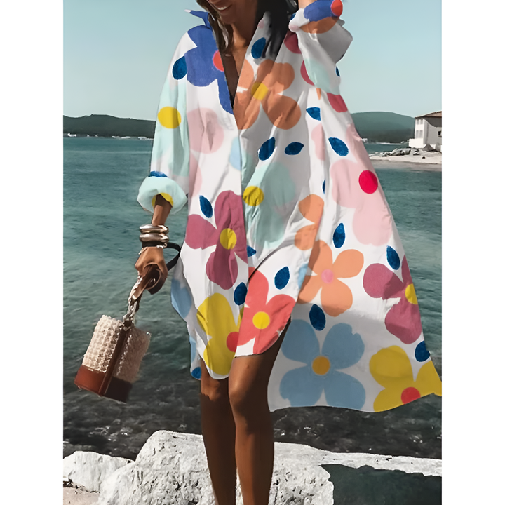 Camicia grafica oversize per donne | Midi