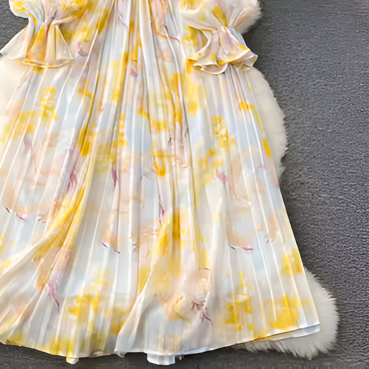 Vestito Estivo Plissettato con Motivo Floreale per Donne | Maxi