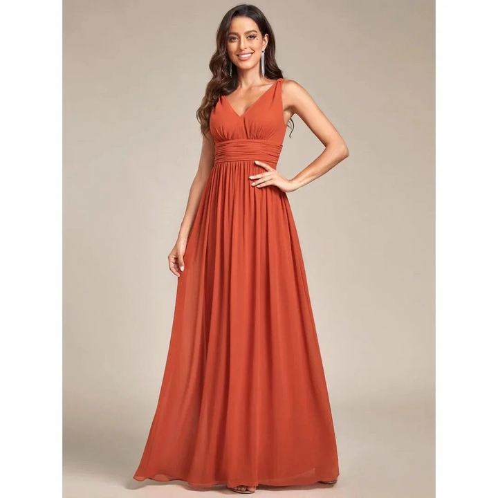 Robe D'invité De Mariage Sans Manches À Col En V | Maxi