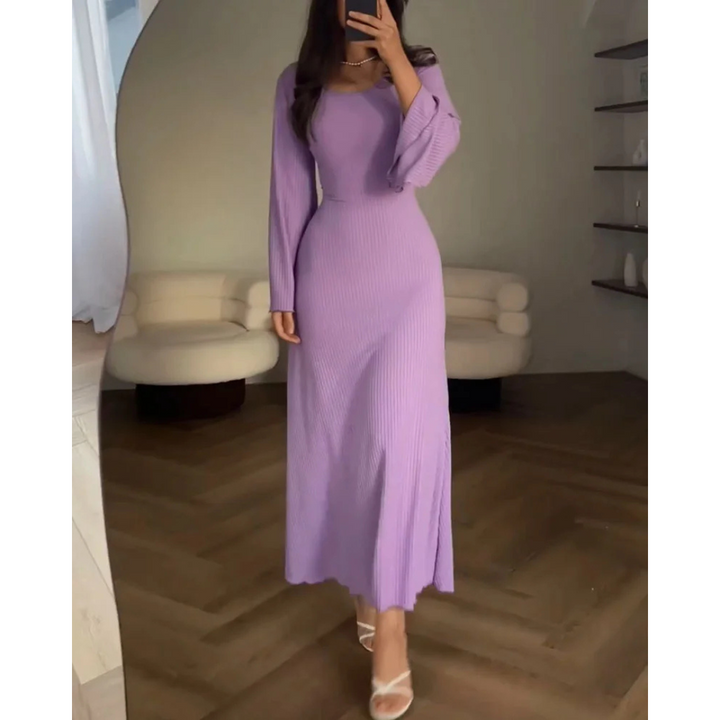 Robe D'invité De Mariage Pour Femme À Manches Longues Et À Côtes | Maxi