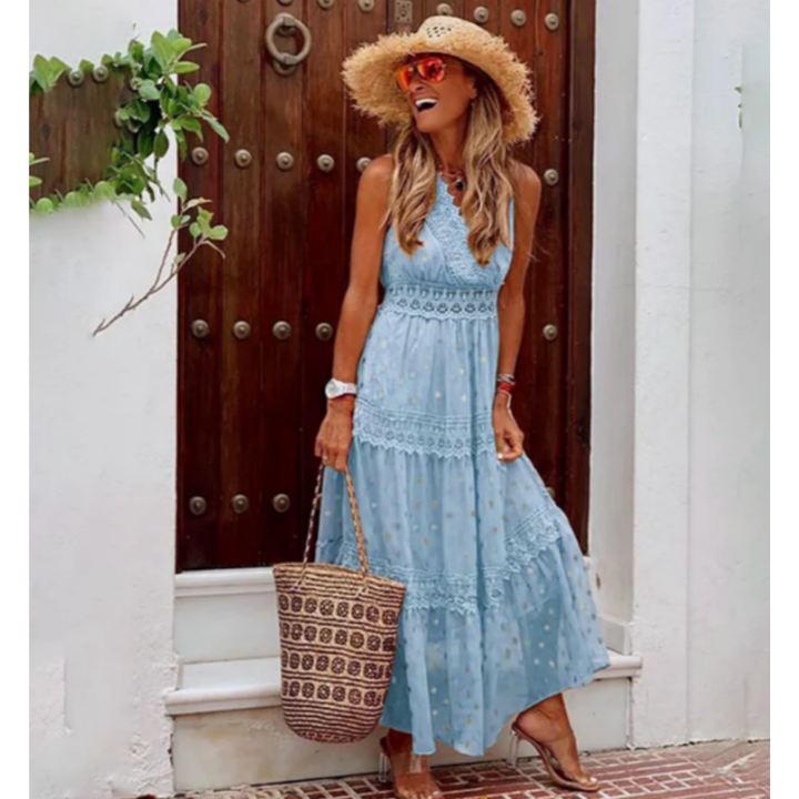 Robe D'été Boho Sans Manches Pour Femmes | Maxi