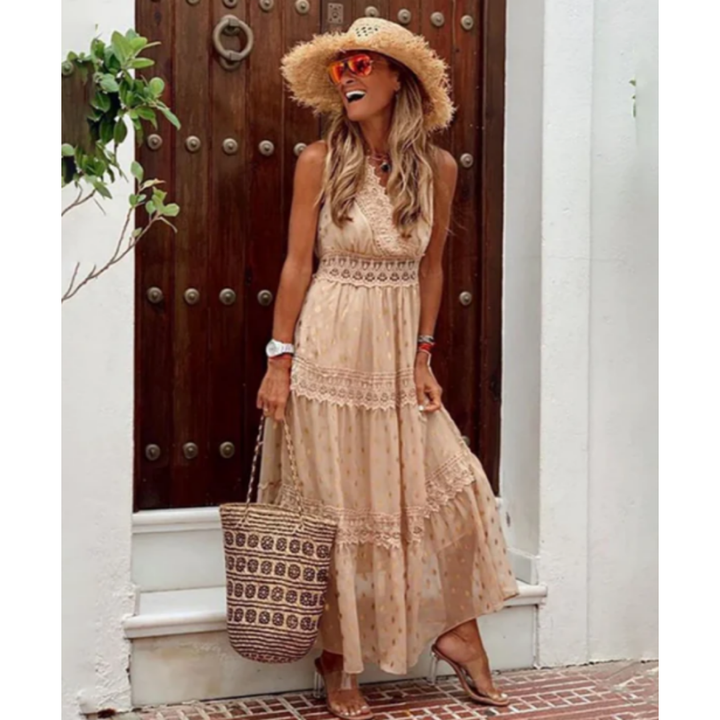 Robe D'été Boho Sans Manches Pour Femmes | Maxi