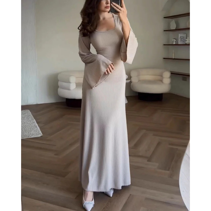 Robe D'invité De Mariage Pour Femme À Manches Longues Et À Côtes | Maxi