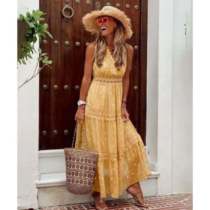 Robe D'été Boho Sans Manches Pour Femmes | Maxi