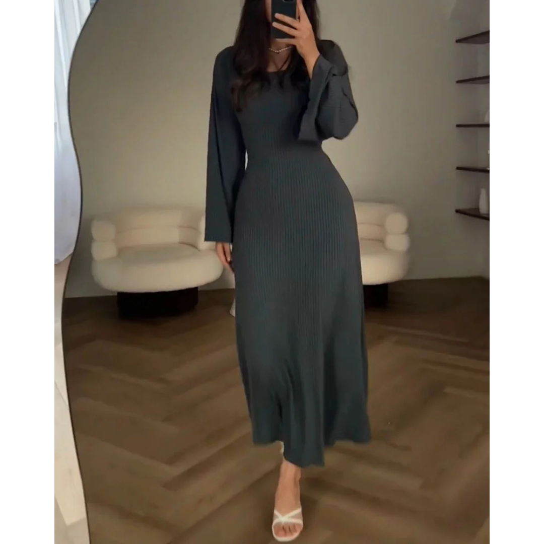 Robe D'invité De Mariage Pour Femme À Manches Longues Et À Côtes | Maxi