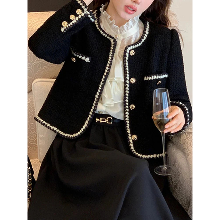 Bouton De Perle Femme Veste Courte Vintage | Elégante