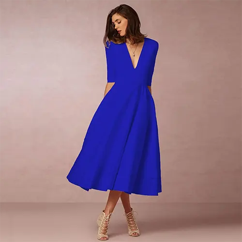 Robe De Soirée Élégante Et Côtelée Pour Femmes | Midi