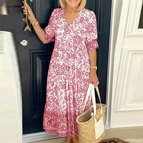 Sommerkleid mit Blumen für Frauen | Midi