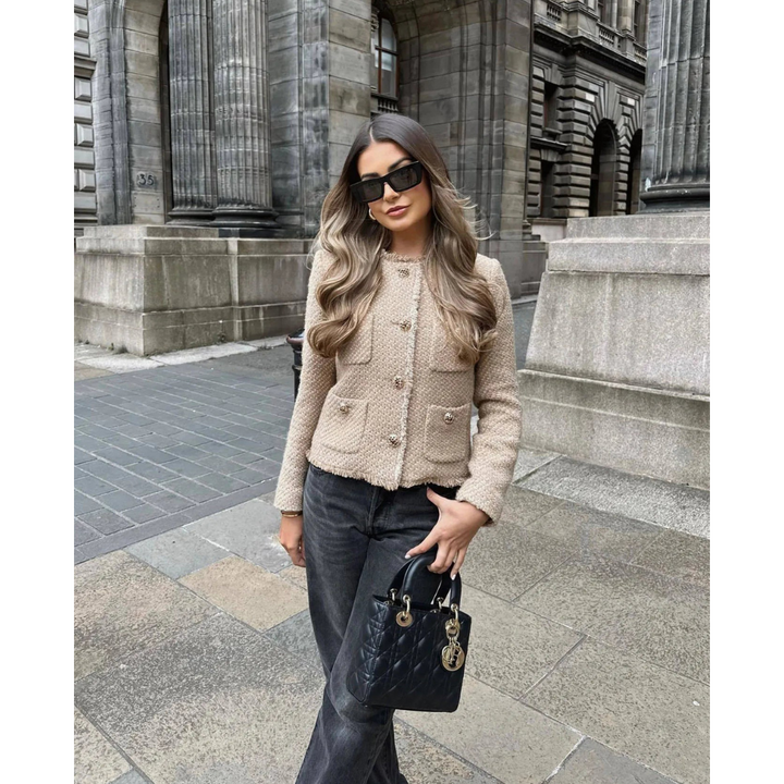 Veste Courte Manches Longues Pour Femmes | Bouton En Bas