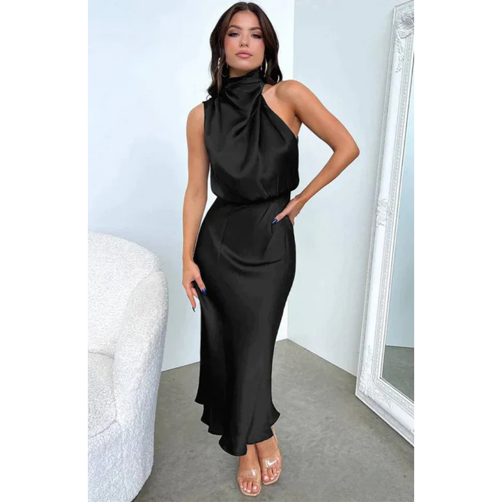 Robe D'invité De Mariage Sans Manches À Col Licou Pour Femmes | Maxi