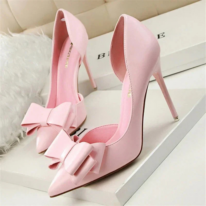 Sandales À Talons Avec Nœud Rose De La Femme | Pointues