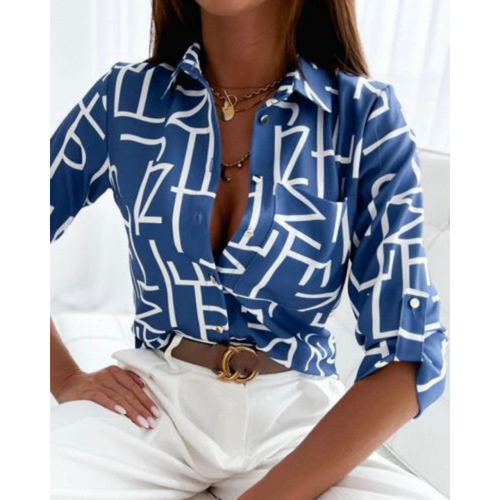 Chemise Boutonnée À Imprimé Géométrique Pour Femmes | Confortable