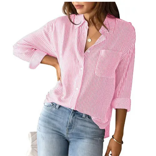 Chemise De Travail Élégante À Rayures Pour Femmes | Manches Longues