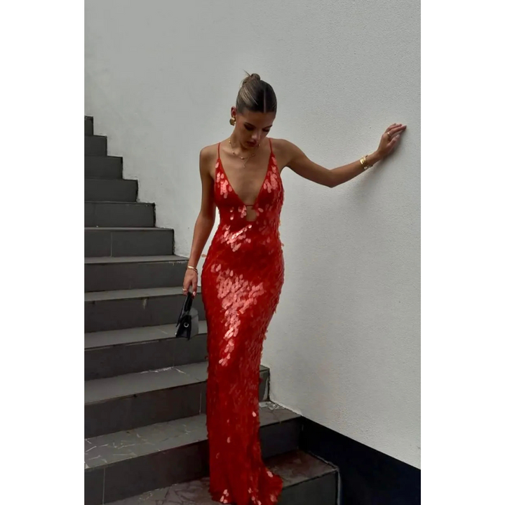 Robe D'invité De Mariage Mince À Paillettes | Maxi
