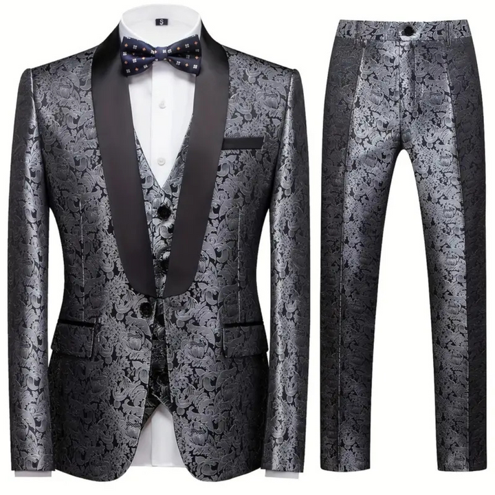 Costume De Luxe Pour Homme Imprimé Métallisé Pour Invité De Mariage | Trois Pièces