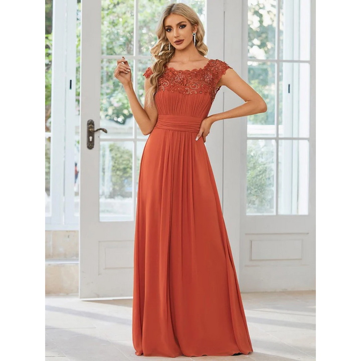 Robe D'invité De Mariage Élégante À Manches Courtes | Maxi