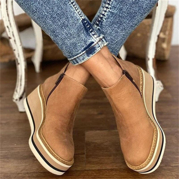 Bottines À Semelle Compensée À Fermeture Latérale Pour Femmes | Décontracté