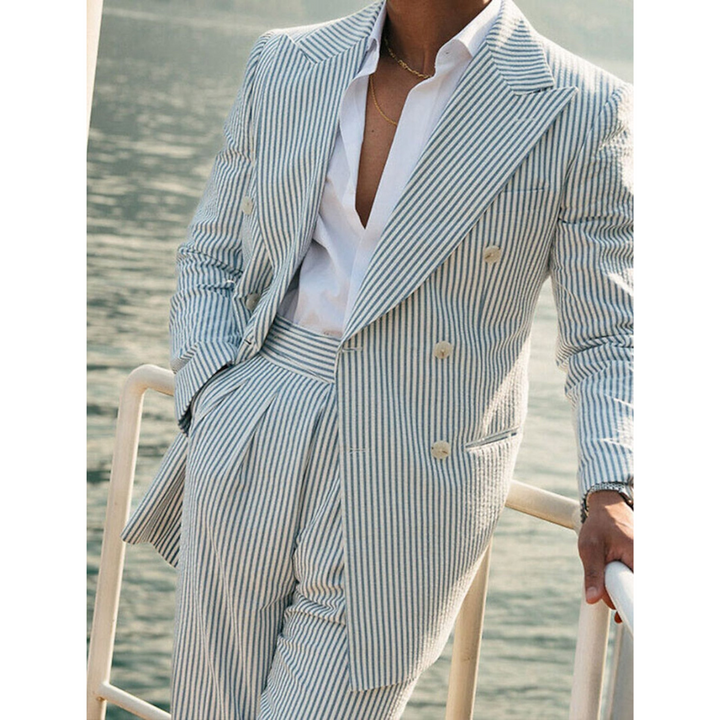 Costume D'invité De Mariage À Rayures Pour Hommes | Double Boutonnage
