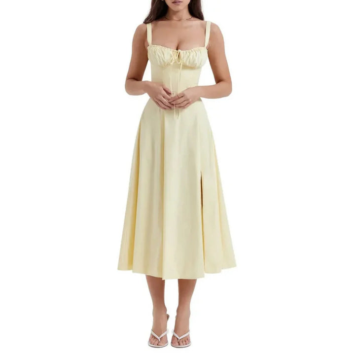 Robe Femme Col En V Sans Manches | Midi