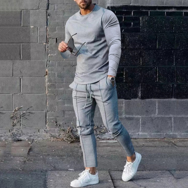 Ensemble Décontracté À Manches Longues Et Coupe Slim Pour Homme | Deux Pièces