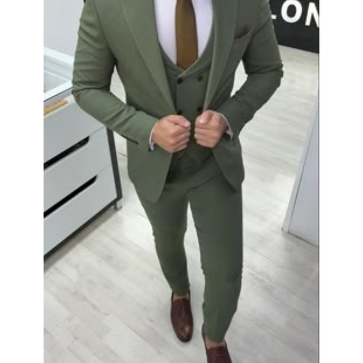 Costume Deux Pièces Pour Hommes Vert Olive Pour Invités De Mariage | Coupe Ajustée