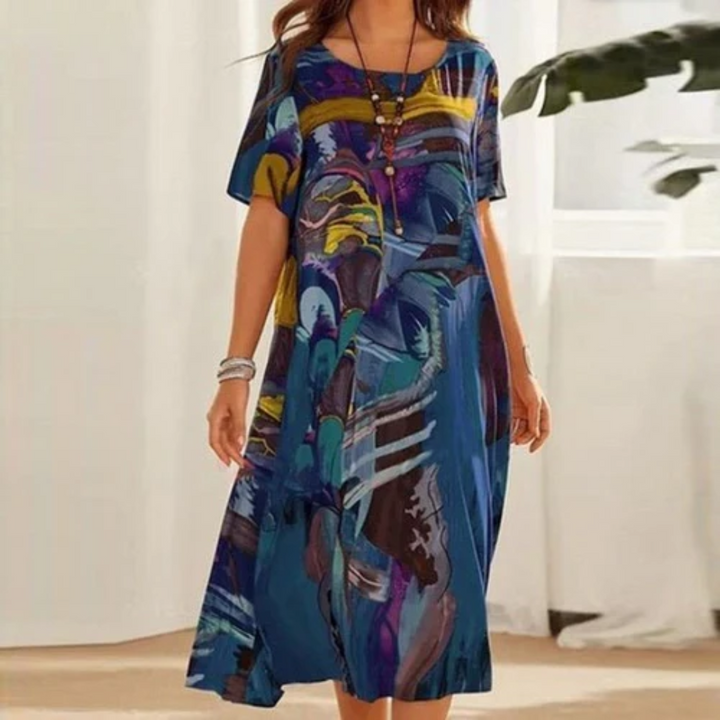 Femmes Robe D'été À Col Rond | Midi