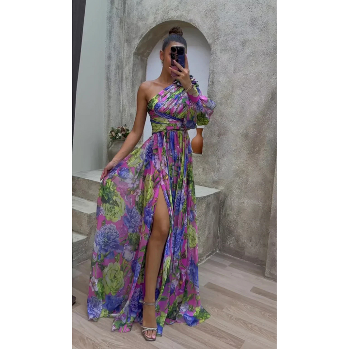 Robe D'invité De Mariage Asymétrique À Imprimé Floral | Maxi
