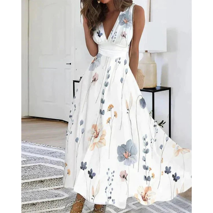 Robe D'invité De Mariage À Col V Floral Pour Femmes | Maxi