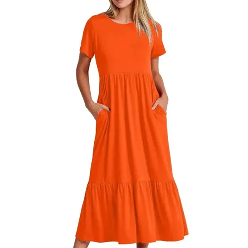 Robe D'été A Line À Manches Courtes | Midi