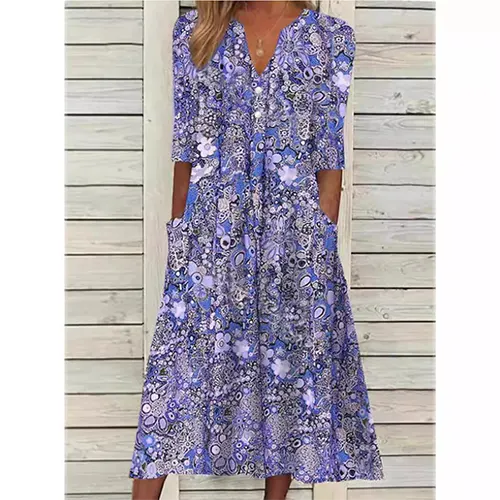 Robe D'été Imprimée De Tous Les Jours Pour Femmes | Midi