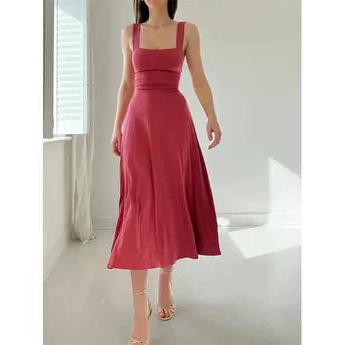 Robe D'invité De Mariage Élégante Et Sans Manches Pour Femmes | Midi