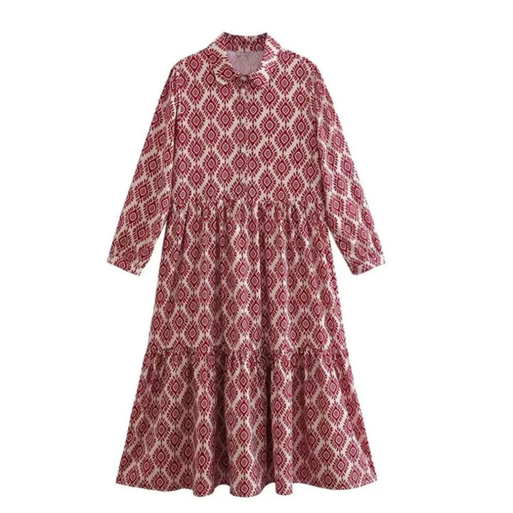 Ottilia | Damen Kleid mit langen Ärmeln und geometrischen Mustern
