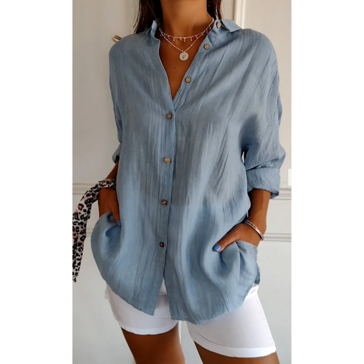 Casual Button-Down Beach Shirt for Women | Long sleeves