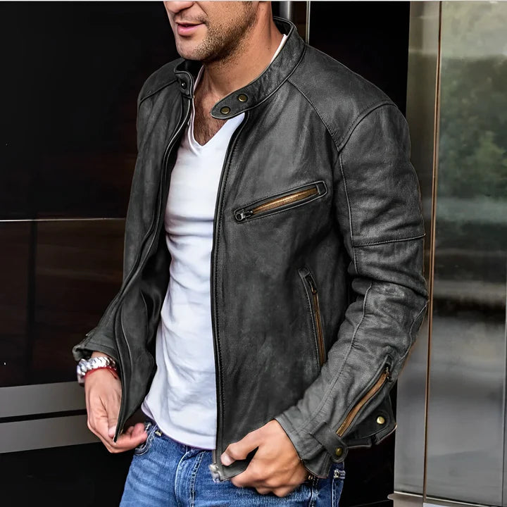 Veste De Biker Zippée Pour Homme | Manches Longues