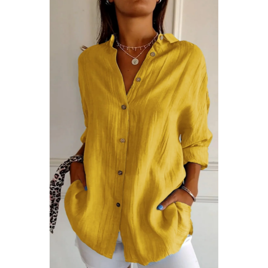 Casual Button-Down Beach Shirt for Women | Long sleeves
